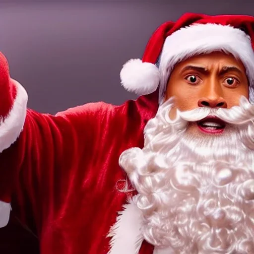 Stable diffusion, epic photo of Dwayne Johnson as Santa Claus, ultra realistic , cinematic