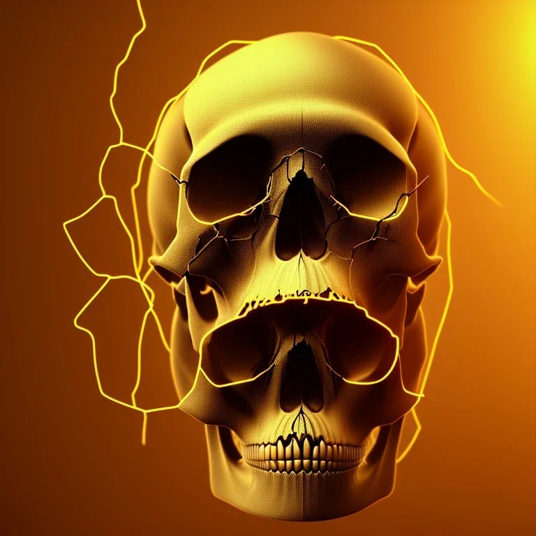 Human Skull, by Mahmoud Sai, Cartographic, Circuitry, Golden Hour, Closeup-View, 16k, Lumen Global Illumination, Diffraction Grading