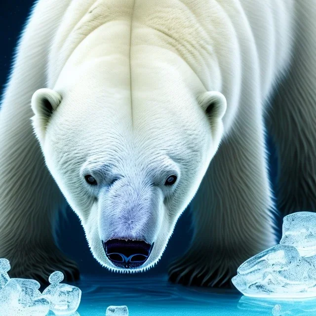 high-quality, fine-detail photography of polar bear in artic water, ice floes, 8k resolution, 3D octane render, intricate, sharp, crisp, ultraHD, digital art, detailed matte, volumetric lighting, George Grie, Ben Goossens, Anne Stokes, Lisa Parker, Selina French, Stuart Patience, Nathan Lorenzana