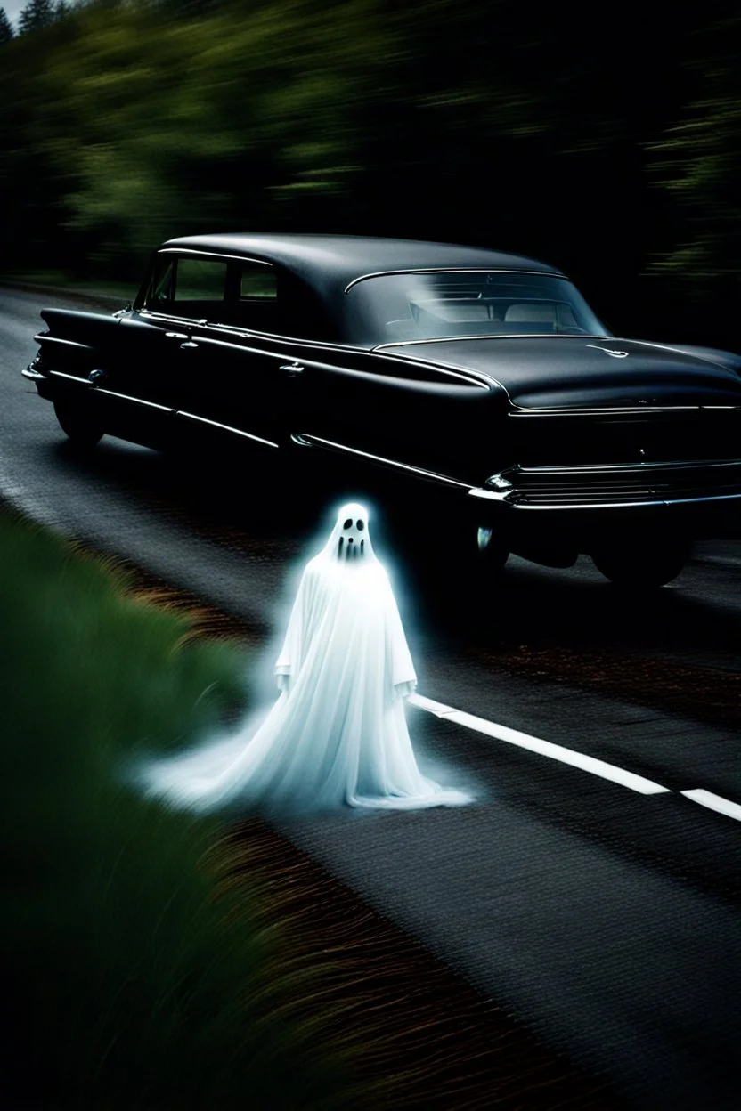 Ghostly apparition next to a car crash