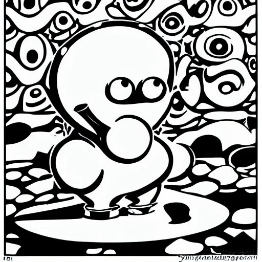 spinning top by jim woodring in cartoon style