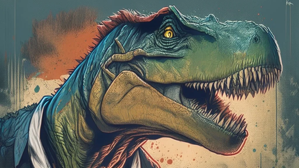 Dinosaur, T-rex, Comic style, portrait