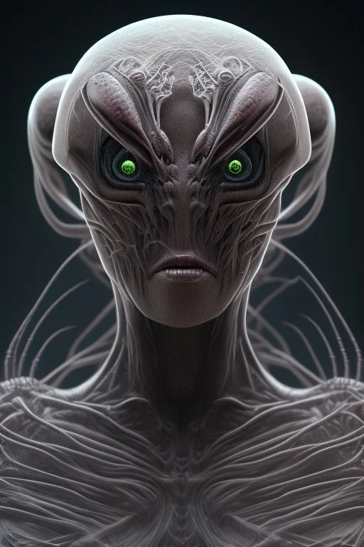 spider alien, head, evil, 8k, finely detailed, photo realistic, HR Giger style