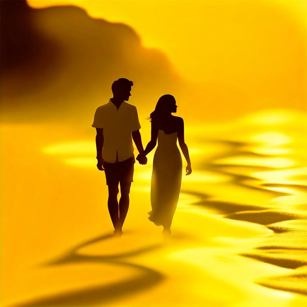 Amidst the beach's embrace, a youthful couple walks, love radiating effortlessly. Sunset's golden touch paints them, shadows intertwining. Her flowing dress mirrors the boundless sky, his gaze, pure devotion. Laughter mingles with waves, creating a symphony. A universe of affection resides in stolen glances, entwined fingers, smiles. Time pauses, their love the focal point. The world fades, leaving their profound connection aglow.