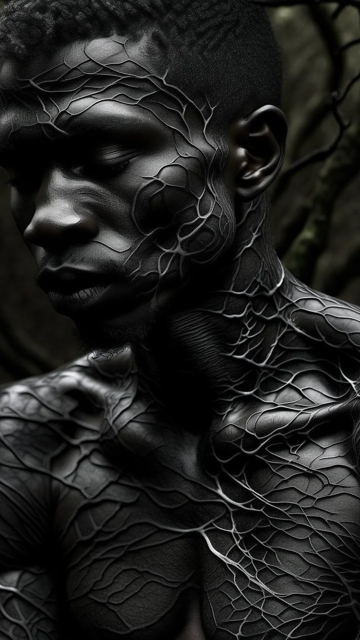 black vein, human veins, mixing together a lot of them, like a forest, big and small veins a lot of them, a on black man