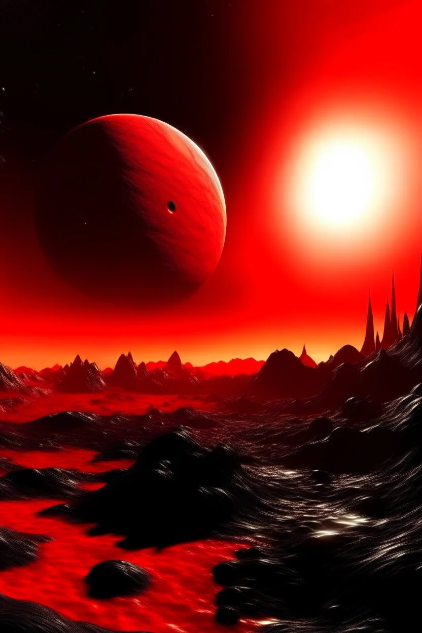 Red sun eclipsed by alien planet