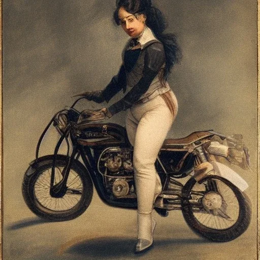 young woman on a motorcycle, high detail