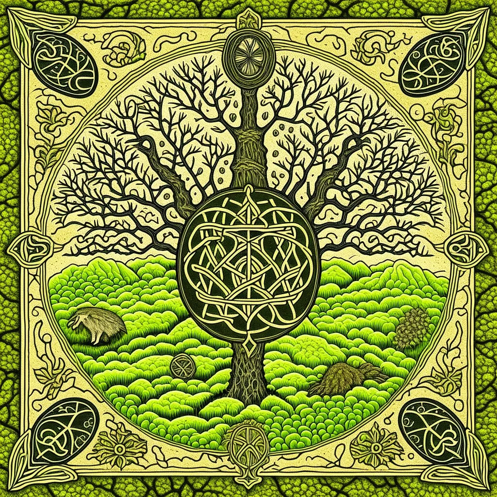 European pagan rune art with nature