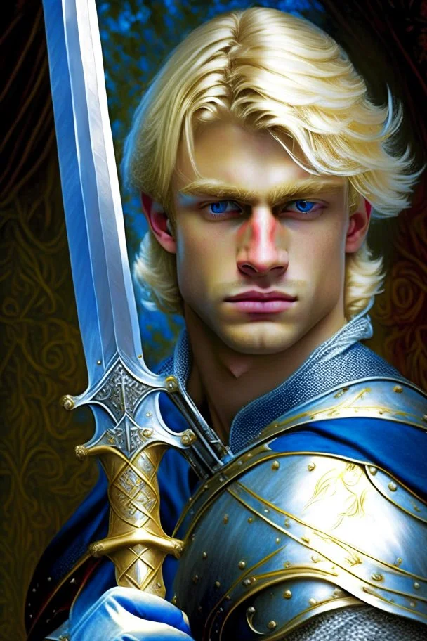 young blond adult royal swordsman