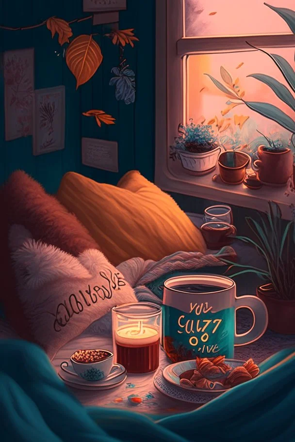 cozy vibes art tea