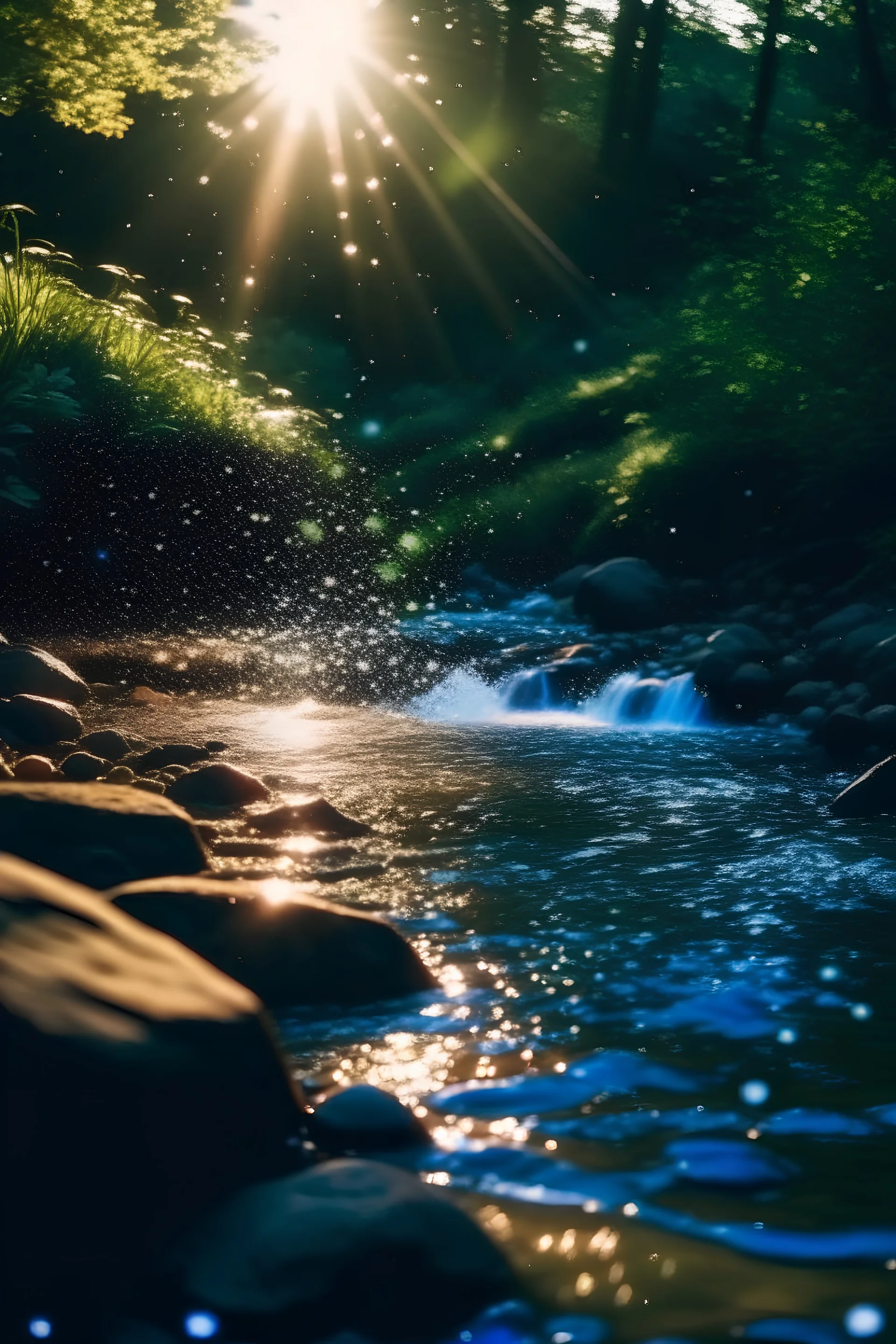 A photo of a sparkling stream, representing a glimmer of hope and a potential guide for the girl