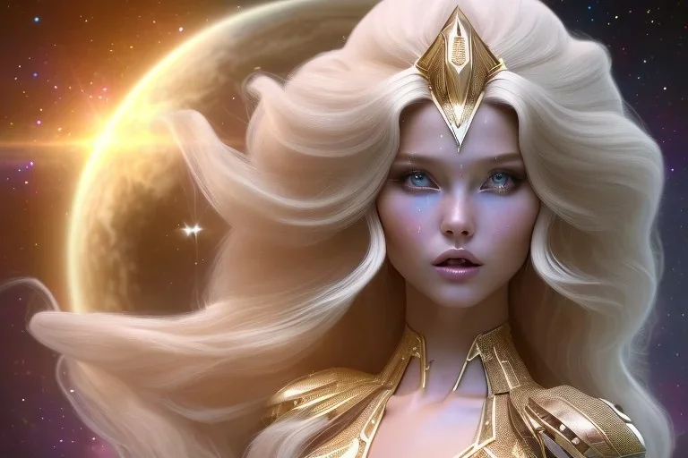  beautiful cosmic woman, long blond hair, nice smiling, magic glamour make up, delicate colors, beautiful glamour galactique dress, ultra sharp focus, 8k, unreal engine 5, extremely sharp detail, light effect, soft light atmosphere of a spaceship, smooth, full of details, face in front, complete vision of face and hair and body