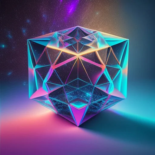 3d holographic geometric shape isolated on space infinit background