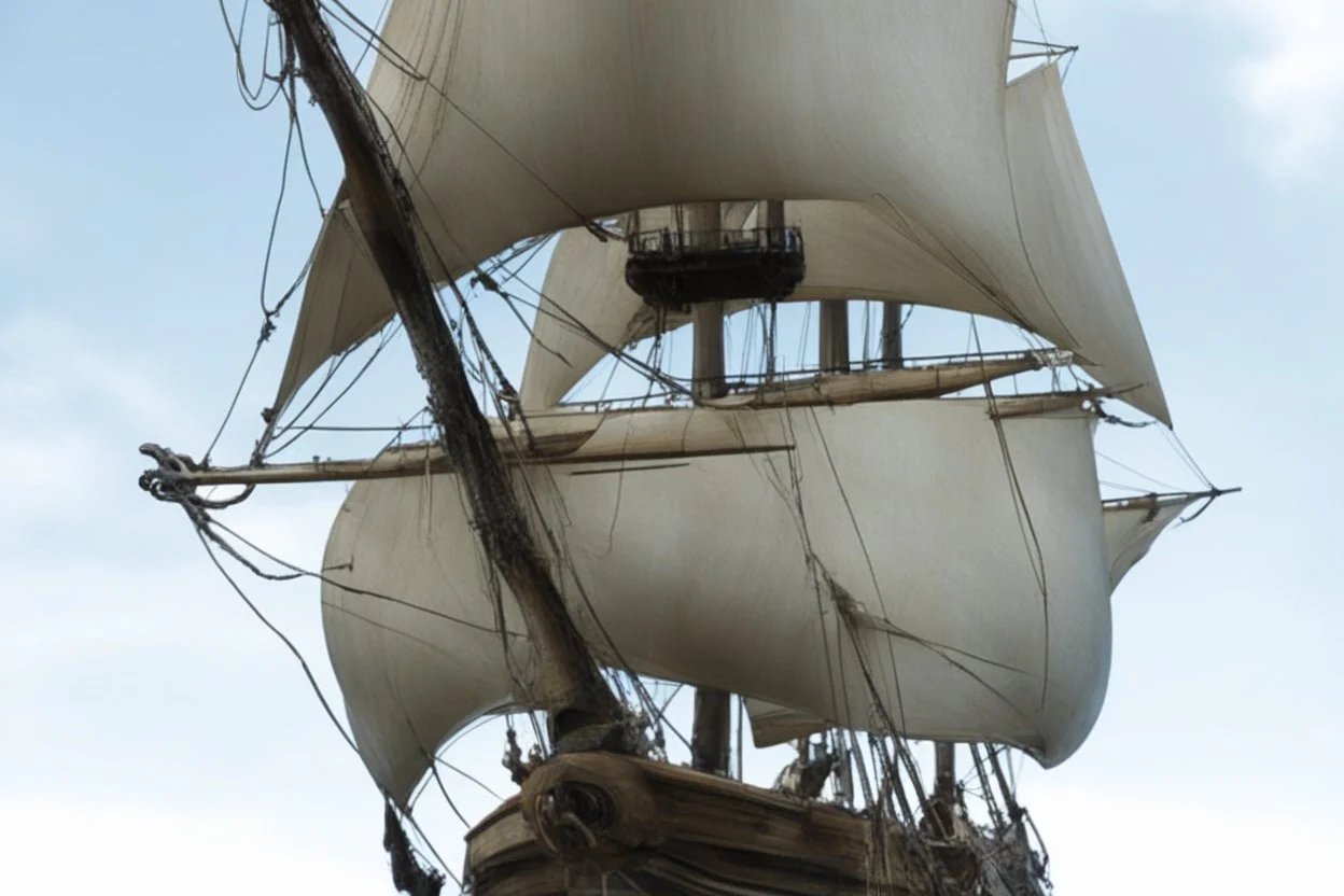 front view of a wooden ship with a spider figurehead