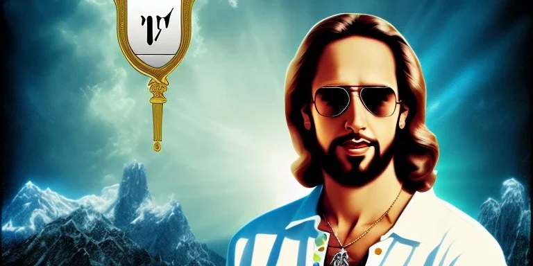 jesus wearing aviator sunglasses & a ali g cotume