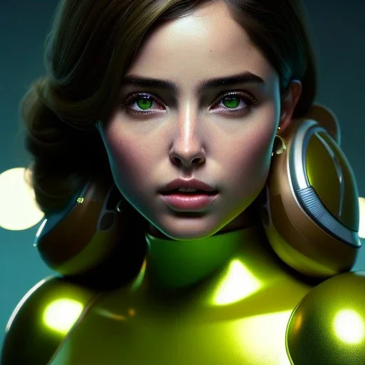 hyper realistic portrait of my ethereal waifu cute innocent green slimy alien female froggy lady, played by ana de armas, with adorable uwu eyes painted by greg rutkowski, wlop, 7 0 s scifi