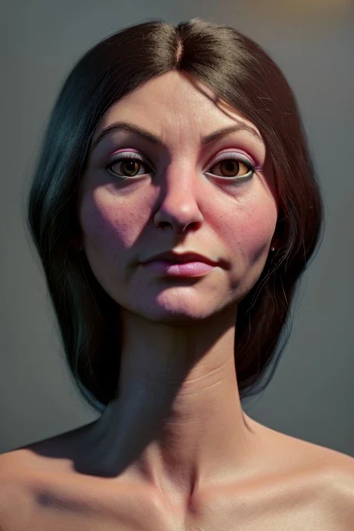 Realistic image, waist up portrait, hybrid made up of a woman, the muppet head replaces the human one ,concept art, smooth, unreal engine 5, god lights, ray tracing, RTX, lumen lighting, ultra detail, volumetric lighting, 3d, finely drawn, high definition, 4k.