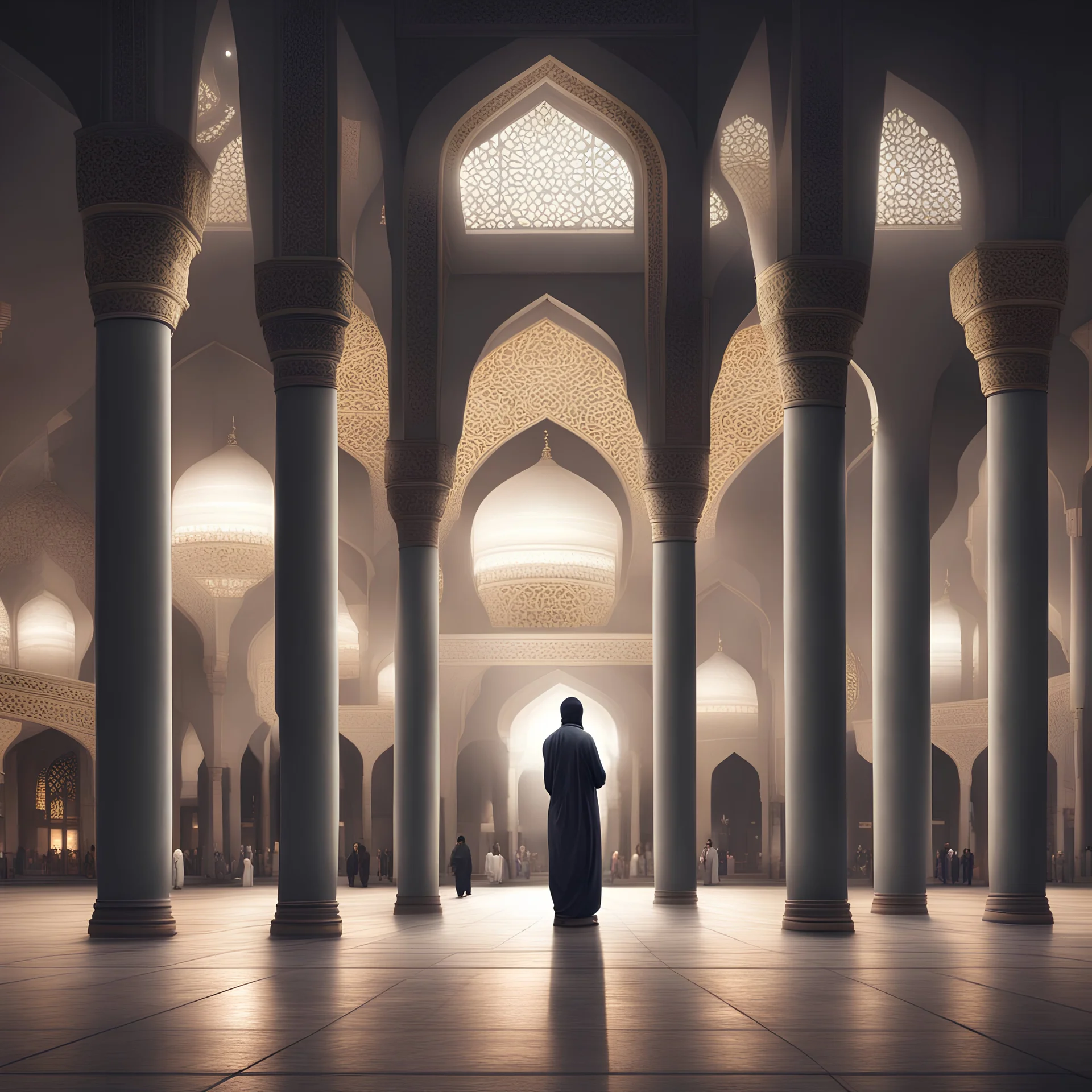 Hyper Realistic Jaa Namaz in a mosque at night