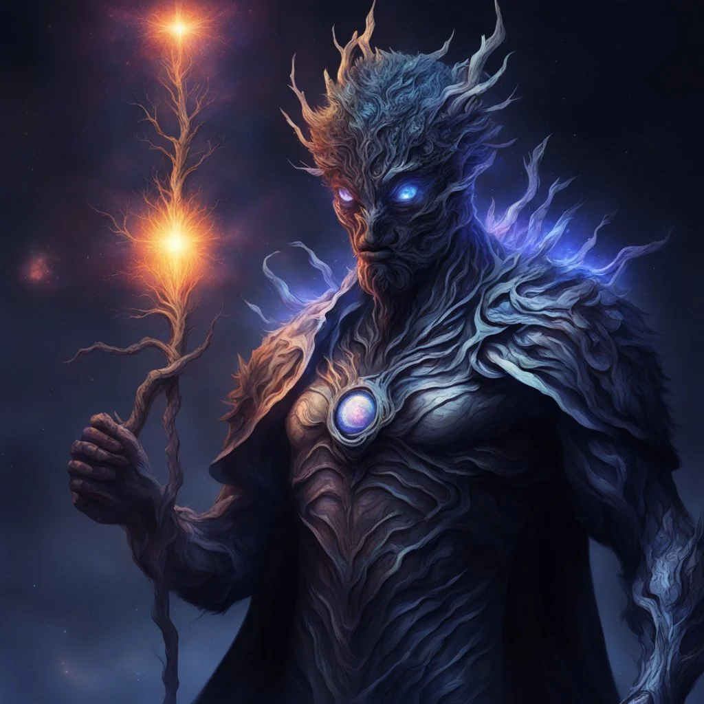 God-like man A tree creature with infinite power A tree creature with infinite power A man with galaxy eyes