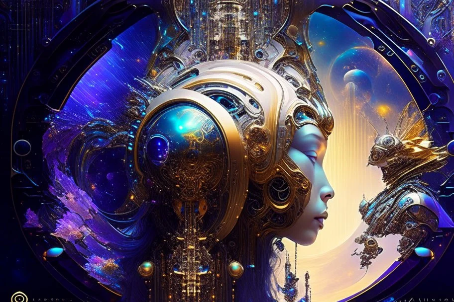 Artificial Intelligence album cover, objects, computer, spaceship, futuristic, Leadership, codding, details, yin and yang, composition, objects artificial intelligence, coding, cipher, high-tech, technology, code & machine, leadership, code, sci-fi background, Breathtaking Fantasy core Artwork By Android Jones, Jean Baptiste Monge, Alberto Seveso, Erin Hanson, Jeremy Mann. Intricate Photography, A Masterpiece, 8k Resolution Artstation, Unreal Engine 5, Cgsociety, Octane Photograp