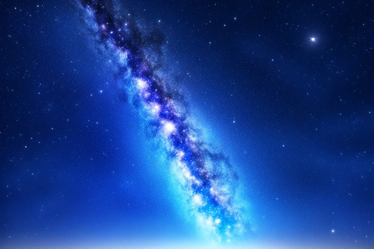 special galactic bright light blue sky of stars