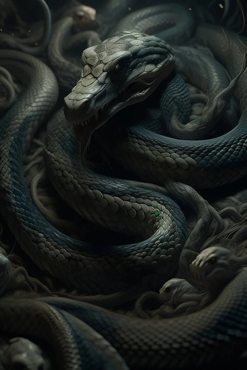 Bosch nightmares painting style Title: a small snake ,insanely detailed octane render trending on artstation, 8k artistic photography, photorealistic concept art, soft natural volumetric cinematic perfect light, chiaroscuro, award-winning photograph, masterpiece, oil on canvas, Raphael, Caravaggio, Greg Rutkowski, people, beksinski, Giger