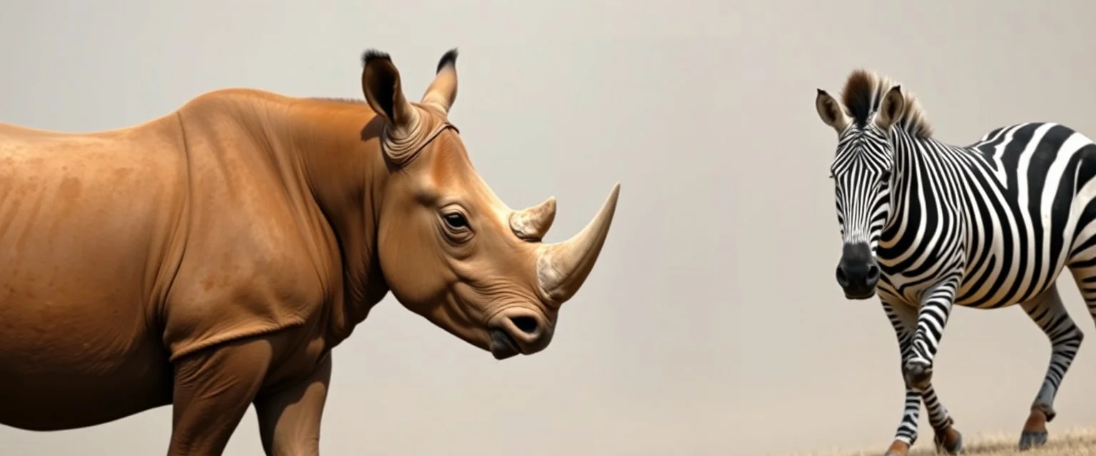 cow rhino horse zebra