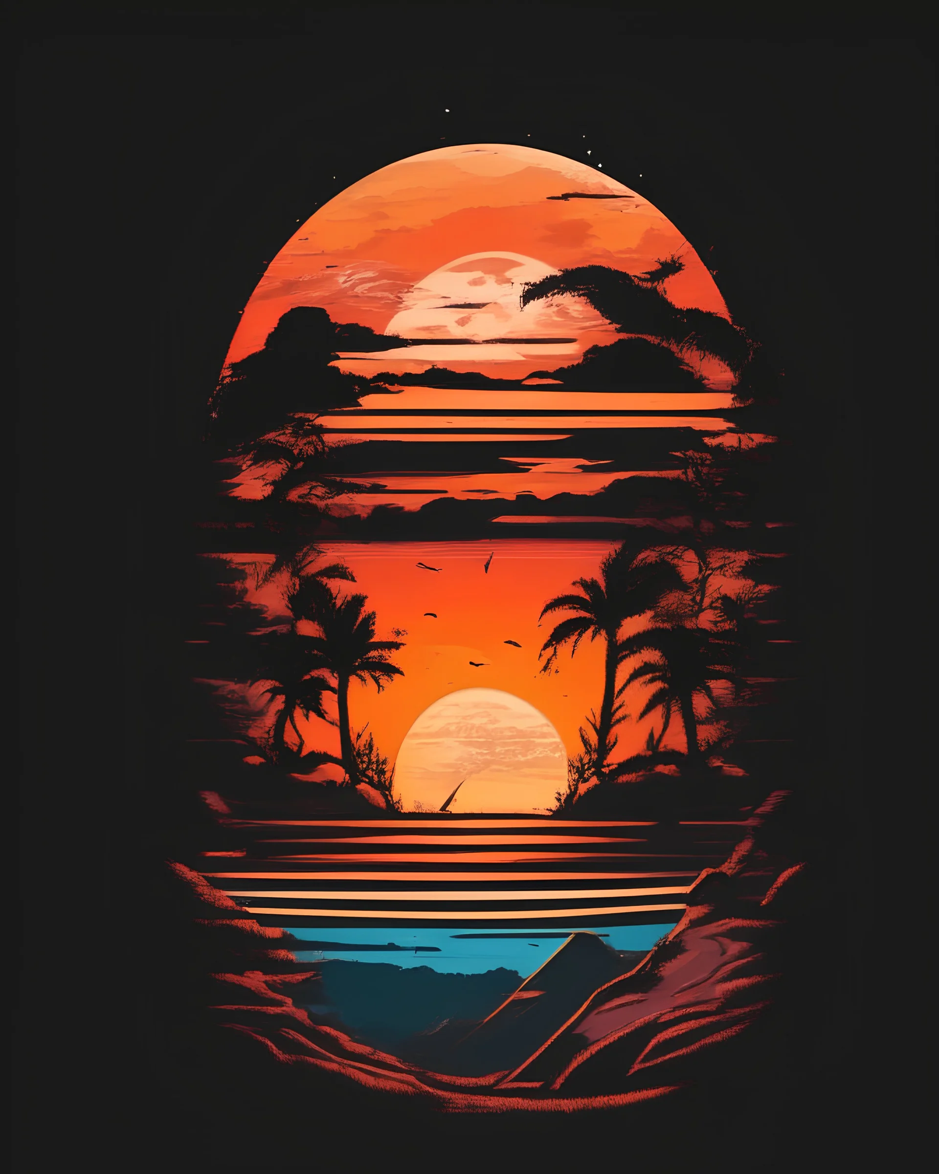 retro sunset for T-Shirt design