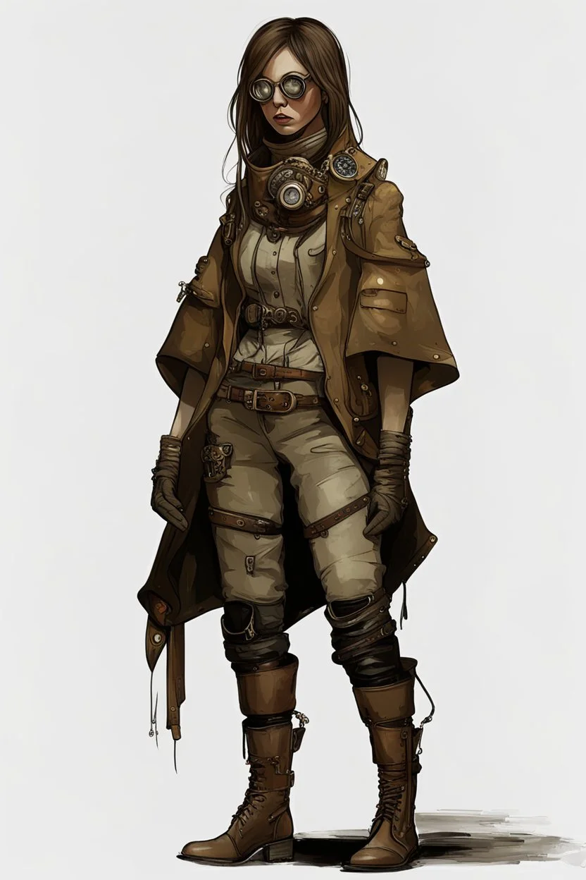 steampunk girl with big boots on sputnik vehicul