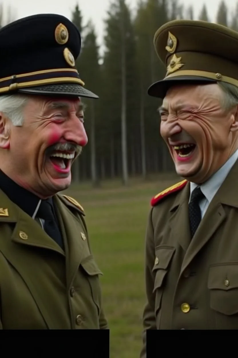 4k full détails. Photo. Vladimir Poutine laughing with Adolf hitler in ukraine