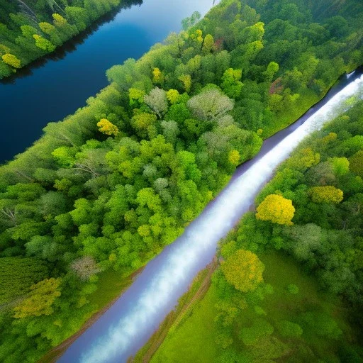 aerial view of a wide river in the jungle, perfect composition, beautiful detailed intricate insanely detailed octane render trending on artstation, 8 k artistic photography, photorealistic concept art, soft natural volumetric cinematic perfect light, chiaroscuro, award - winning photograph, masterpiece, oil on canvas, raphael, caravaggio, greg rutkowski, beeple, beksinski, giger