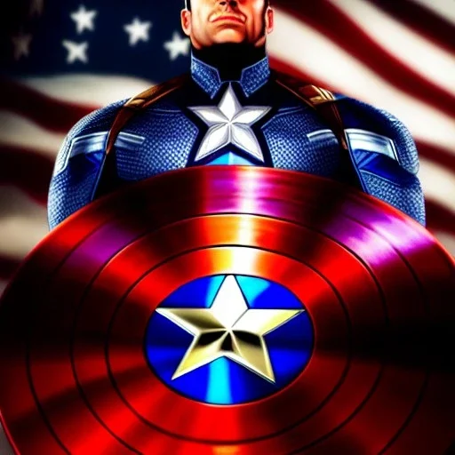 ultra detailed fullbody portrait of The Captain America, extremely detailed digital painting, intrincate, extremely detailed face,crystal clear Big eyes, mystical colors , perfectly centered image, perfect composition, rim light, beautiful lighting, 8k, stunning scene, raytracing, in the style of robert e howard and pablo oliveira and Ken Kelley