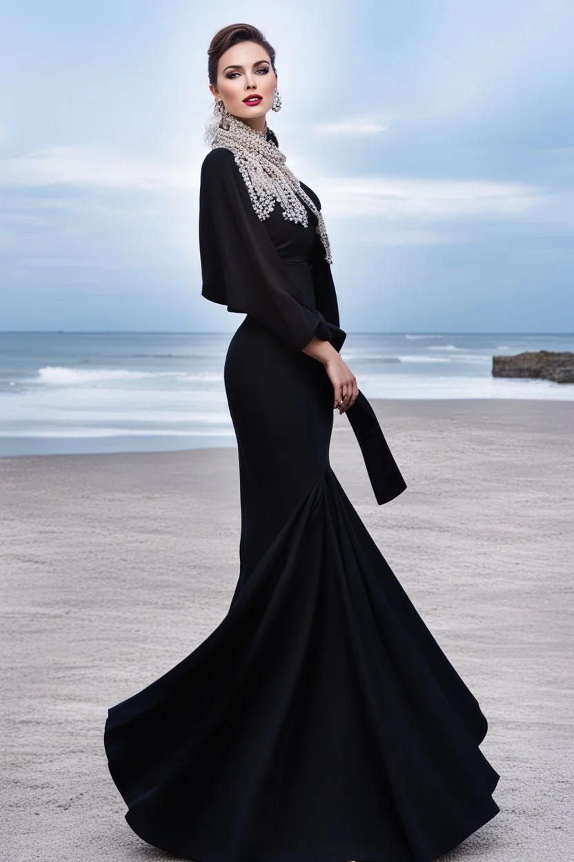 full body of very beautiful lady midi skirt and blouse , curvy hair with small cap with jewels and lace scarf ,standing idle happy pose in studio pretty makeup