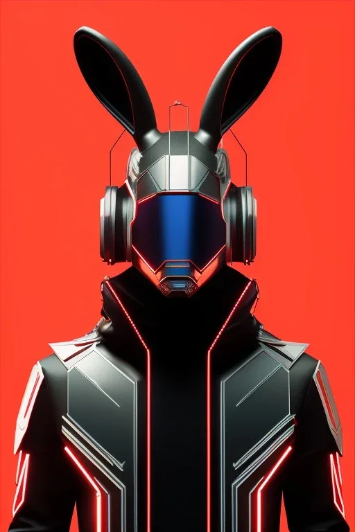 MCU Portrait, Front image, cyberpunk rabbit woman, mask, black red color, latex suit, photo studio, highly detailed, concept art, smooth, unreal engine 5, god rays, ray tracing, RTX, lumen lighting, ultra detail, volumetric lighting, 3d, finely drawn, high definition, high resolution.