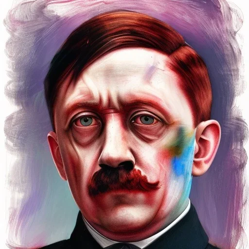 Photo of Adolf Hitler , beautiful face, multi-hued red hair; in the style of martine johanna, draped in flowing fabric, ignore nsfw, colorful energetic brush strokes, realistic, sharp focus, 8k high definition, insanely detailed, intricate, elegant, art by martine johanna and artgerm