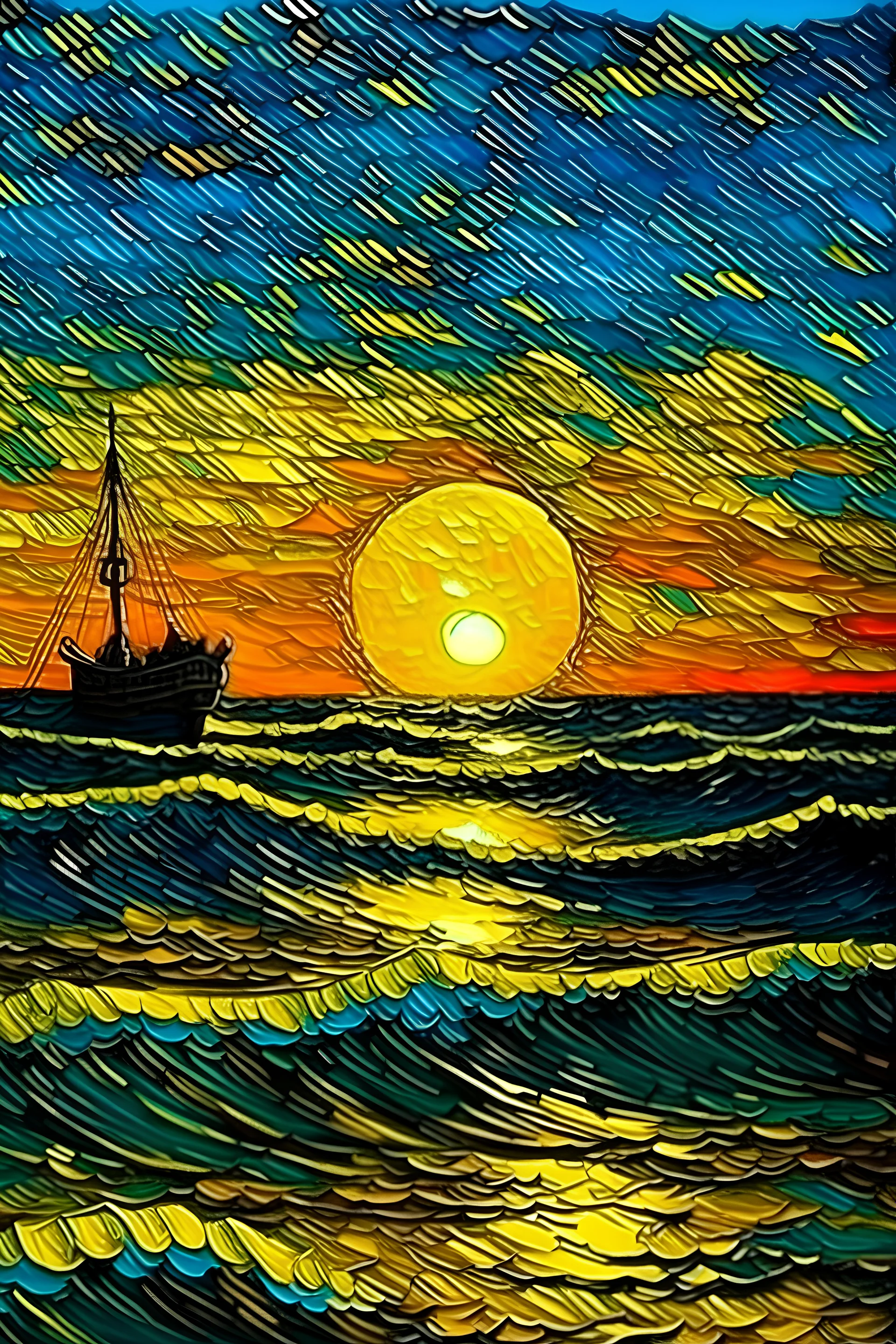 un sol al amanecer en el mar van gogh