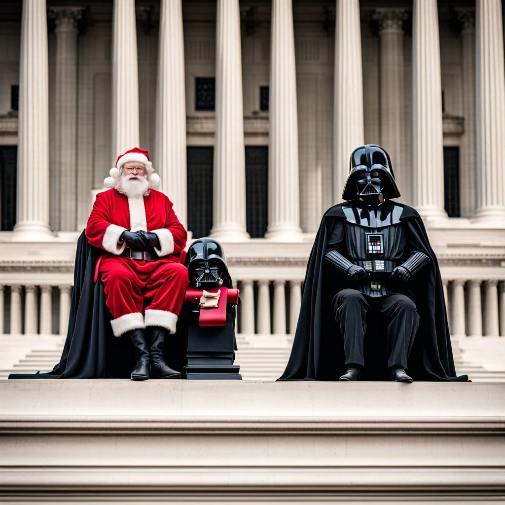 Santa Claus and Darth Vader sitting on the US Supreme Court and hearing oral arguments.