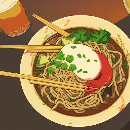 ramen with beer drink