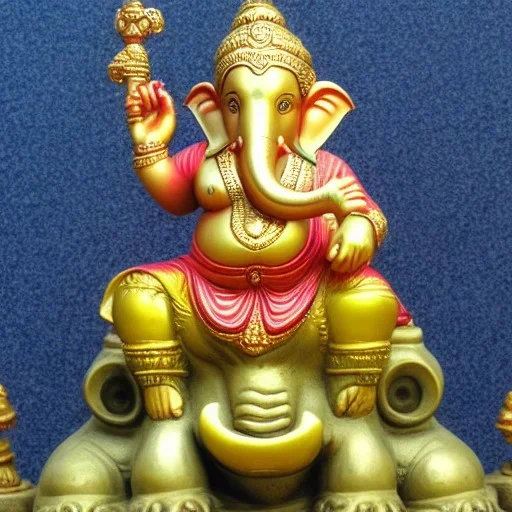 ganesha riding sitting on an octopus