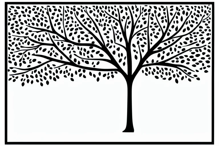 Vector tree illustration white background die cut