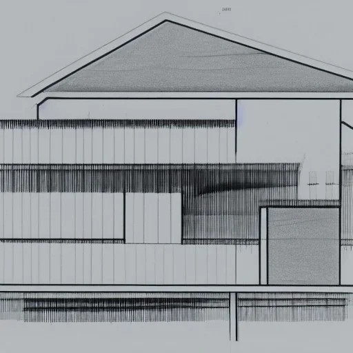 Futuristic house section, architectural section drawing