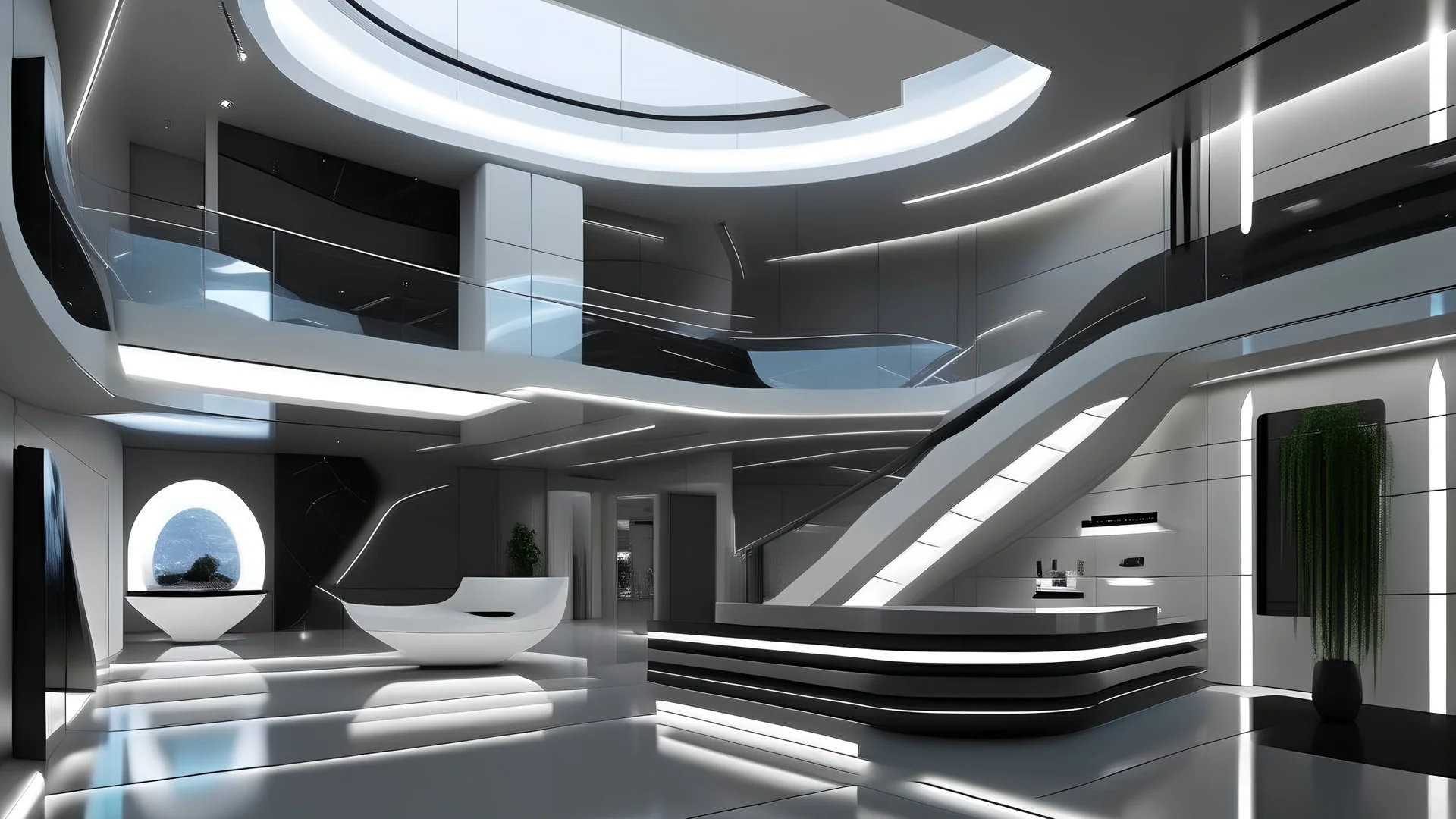 Futuristic hall house inside