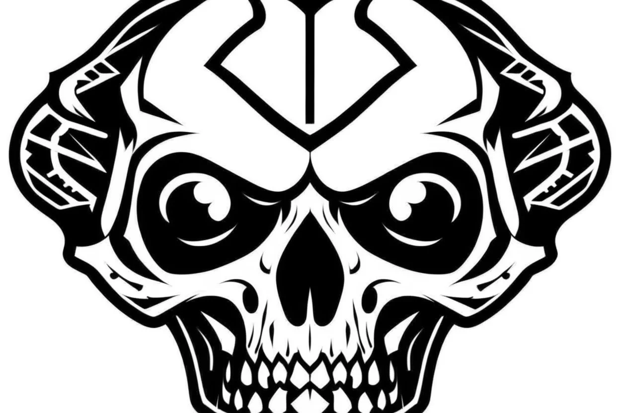 alien head SKULL AND CROSSBONES clip art stencil