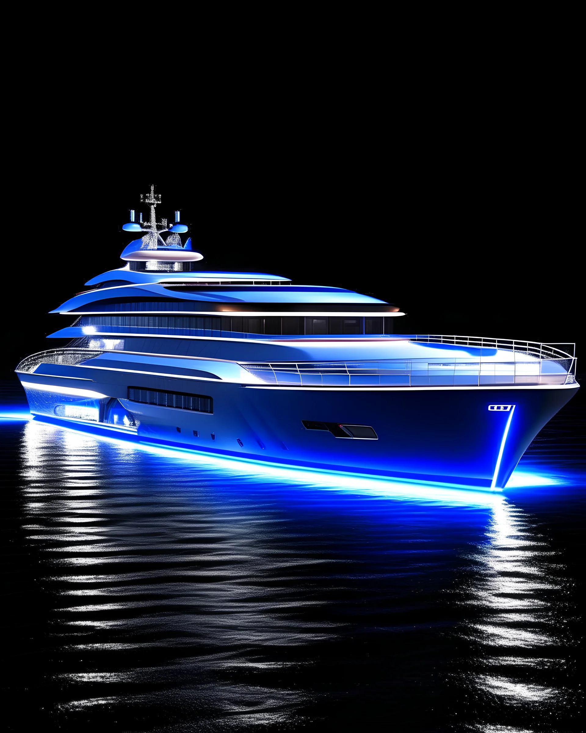 Futuristic cozy superyacht silver design, diamond-framed impressive, movie lighting, high resolution, 8K