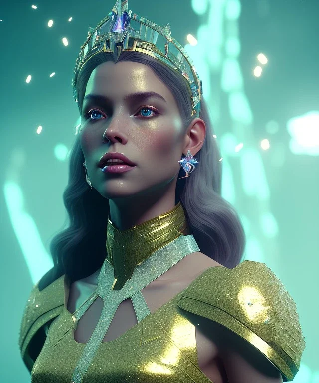 A portrait of a crystalised queen, atmospheric, realistic, unreal engine, cinematic lighting, octane render.