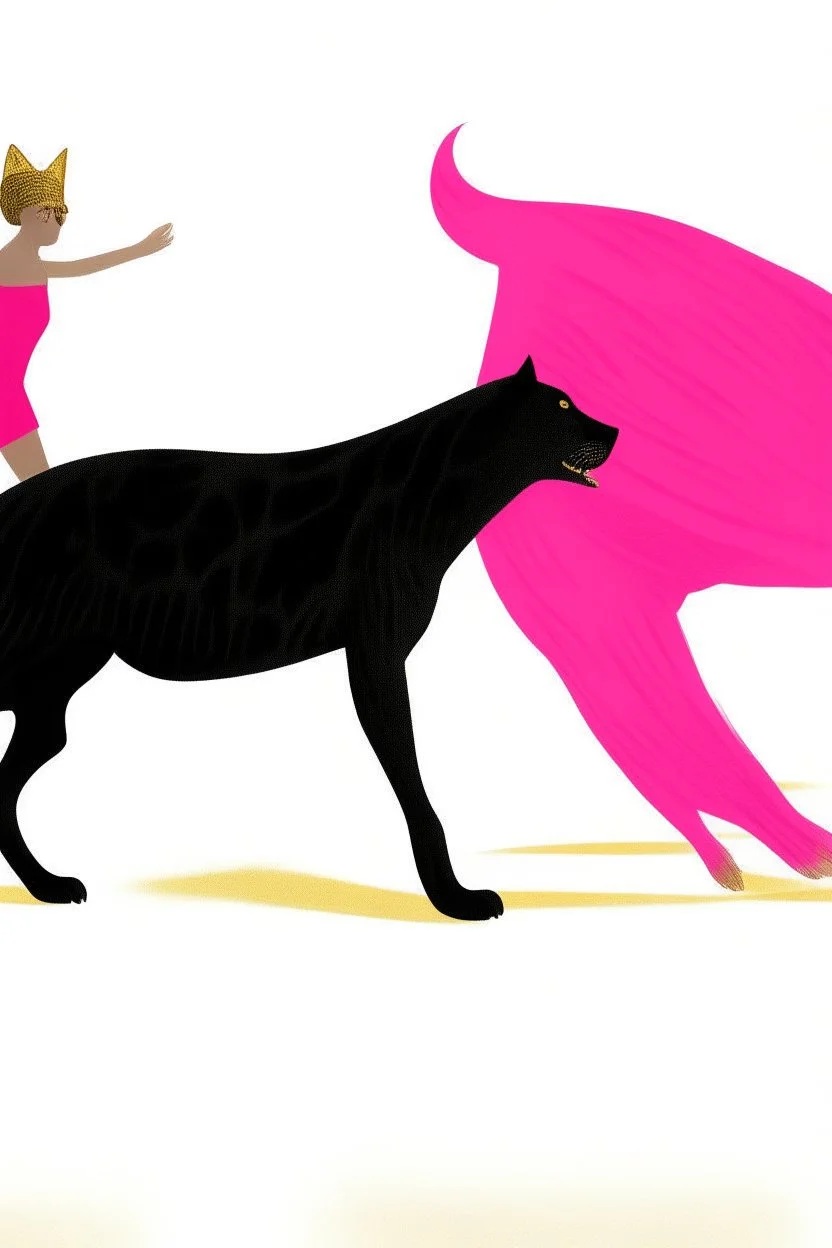 batman wearing a bright pink tutu running away from a man cheetah