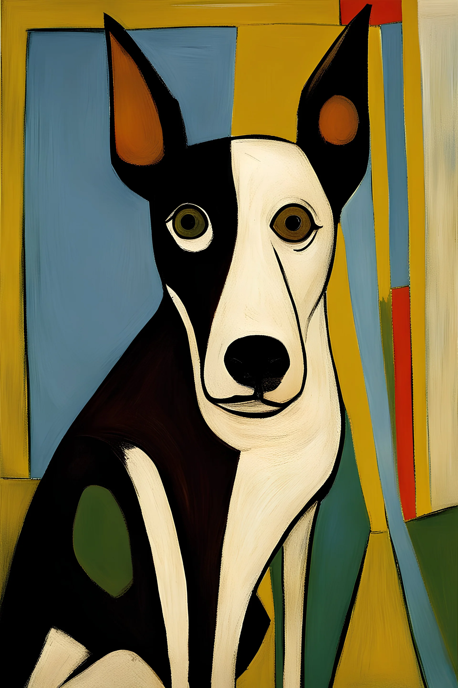 Dog portrait of a slender dog by Picasso