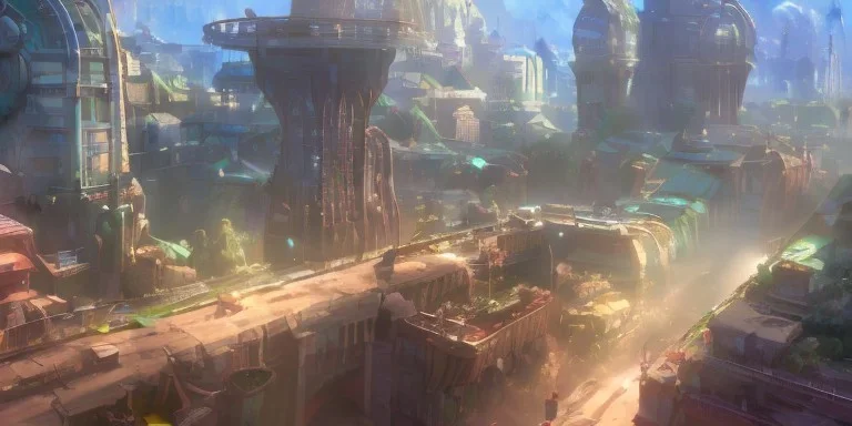 video game level design, sci-fi, 3d city environment, concept art, cinematic