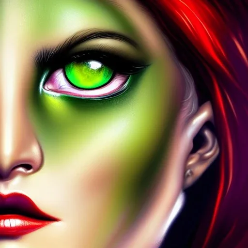 ultra detailed fullbody portrait of Beautiful busty Poison Ivy , extremely detailed digital painting, intrincate, extremely detailed face,crystal clear Big Green eyes, in the style of Ohrai Noriyoshi and robert e howard and pablo oliveira and Ken Kelley and Keith Parkinson,mystical colors,perfectly centered image, perfect composition, rim light, beautiful lighting,8k, stunning scene, raytracing