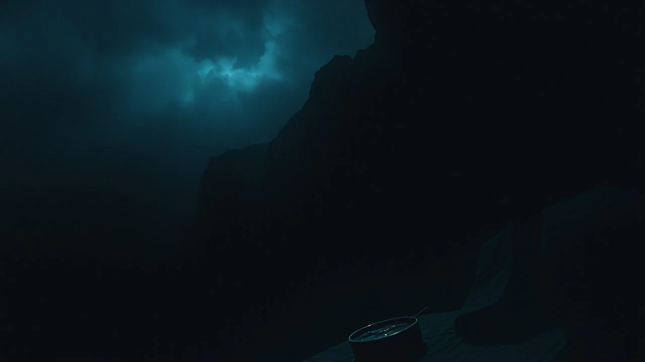 human quiet crying, a stream of tears, I cowardly hide in the darkness, loneliness alarms me, to leave the Earth, where there is no place for me to live, take away my last hope, my strength is leaking out of me, I hold the poisoned chalice trembling, empty, dark night, no hope, above the abyss, I have not yet fallen down and pulled back, abyss below me, sharp stones under my feet, I would dare to step out of myself to you, dark colors, melting, surreal, dark mood